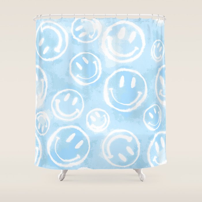Blue Tie-Dye Smileys Shower Curtain Gallery Image 1