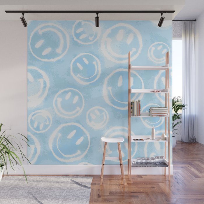 Blue Tie-Dye Smileys Wall Mural Gallery Image 1