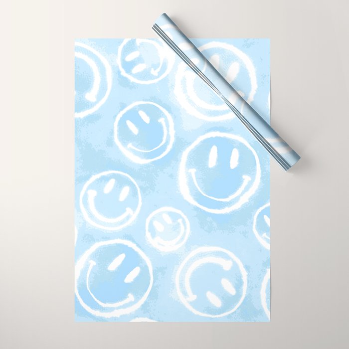 Blue Tie-Dye Smileys Wrapping Paper Gallery Image 1