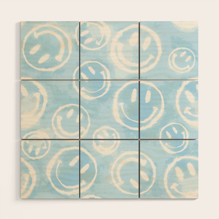 Blue Tie-Dye Smileys Wood Wall Art Gallery Image 1