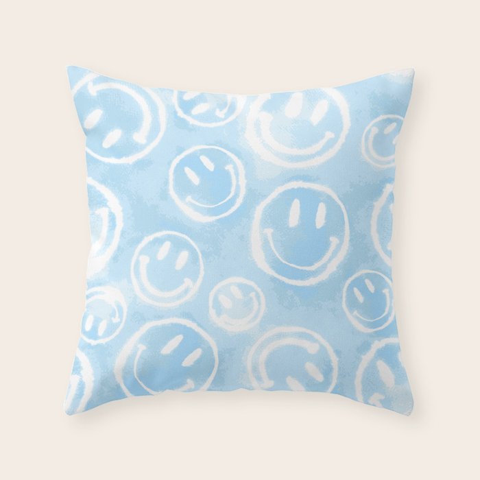 Blue Tie-Dye Smileys Throw Pillow Gallery Image 6