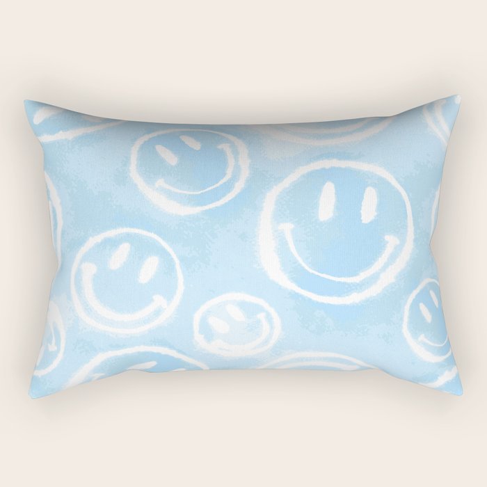 Blue Tie-Dye Smileys Rectangular Pillow Gallery Image 2