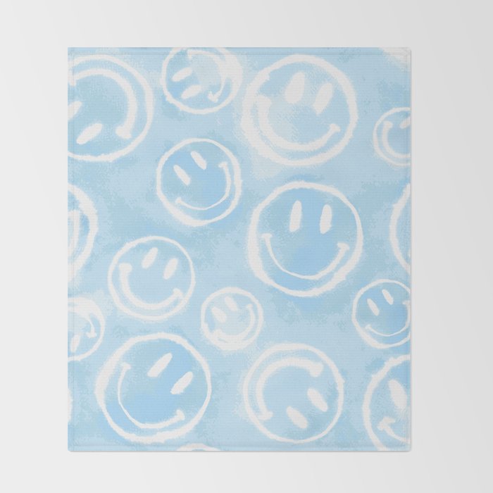 Blue Tie-Dye Smileys Throw Blanket Gallery Image 2
