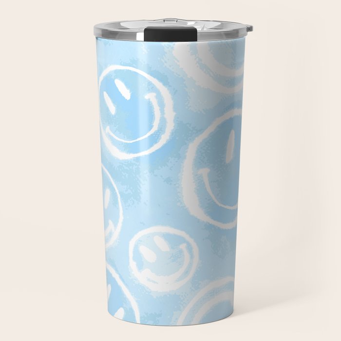 Blue Tie-Dye Smileys Travel Mug Gallery Image 1