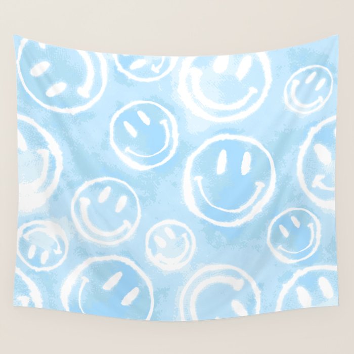 Blue Tie-Dye Smileys Wall Tapestry Gallery Image 1