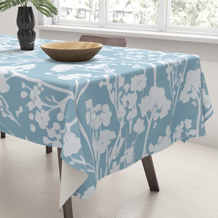 Sky Meadow Blue in Floral Tablecloth Gallery Image 3