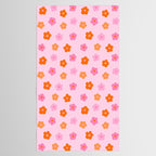 Pink and Orange Groovy Flowers Pattern Tablecloth Gallery Image 2