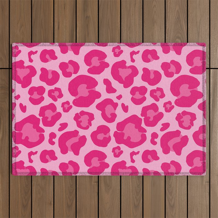 Pink Leopard Print Pattern Wallpaper - Preppy Aesthetic Outdoor Rug Gallery Image 1