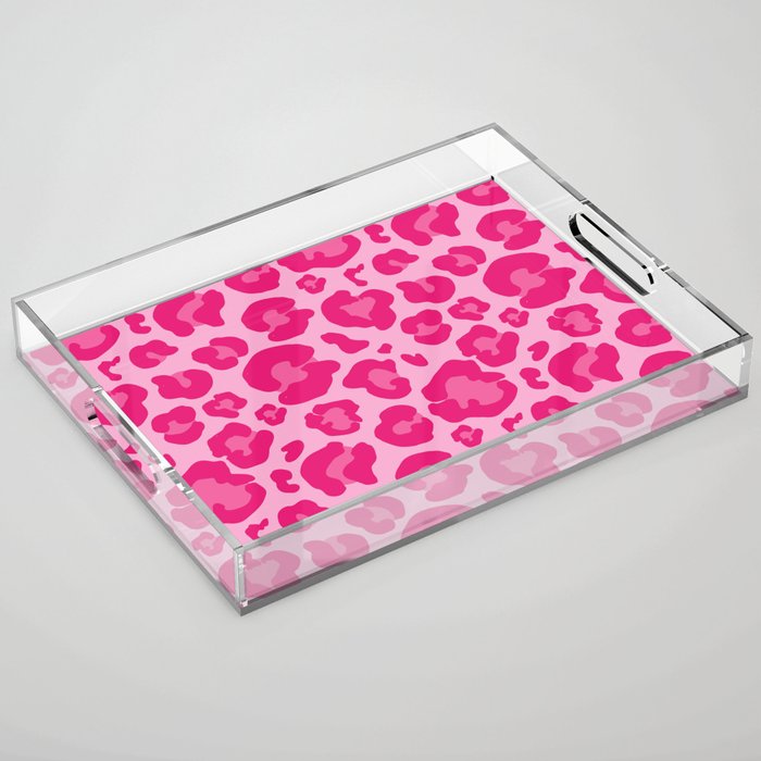 Pink Leopard Print Pattern Wallpaper - Preppy Aesthetic Acrylic Tray Gallery Image 1