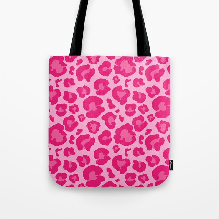 Pink Leopard Print Pattern Wallpaper - Preppy Aesthetic Tote Bag Gallery Image 1