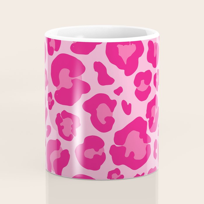 Pink Leopard Print Pattern Wallpaper - Preppy Aesthetic Coffee Mug Gallery Image 4