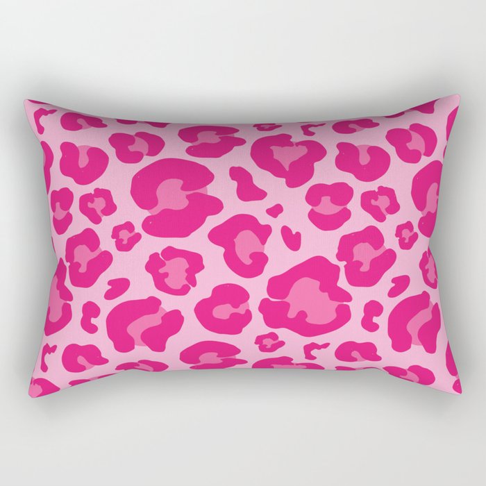 Pink Leopard Print Pattern Wallpaper - Preppy Aesthetic Rectangular Pillow Gallery Image 2