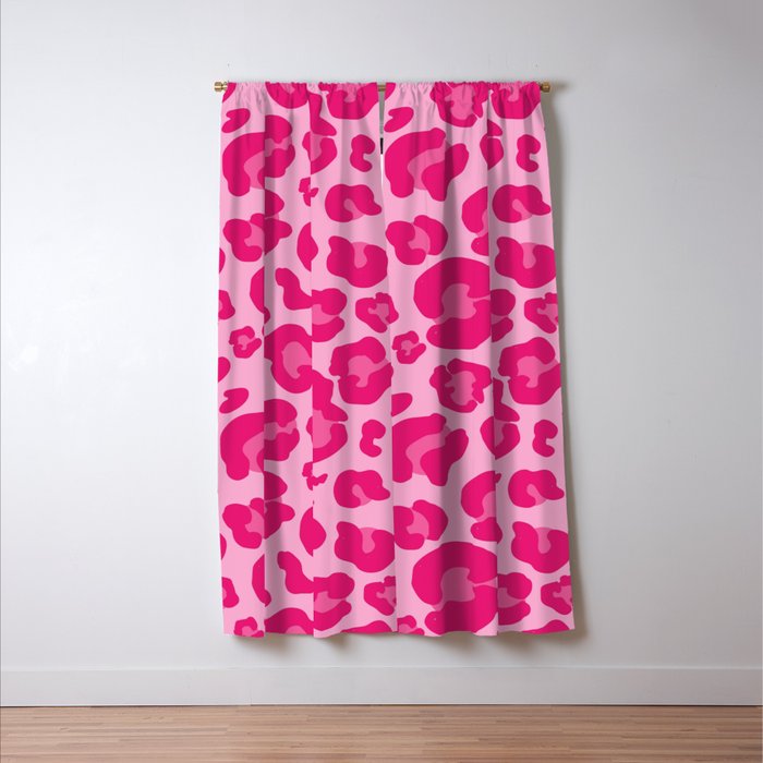 Pink Leopard Print Pattern Wallpaper - Preppy Aesthetic Window Curtain Gallery Image 3