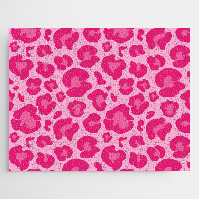 Pink Leopard Print Pattern Wallpaper - Preppy Aesthetic Jigsaw Puzzle Gallery Image 1