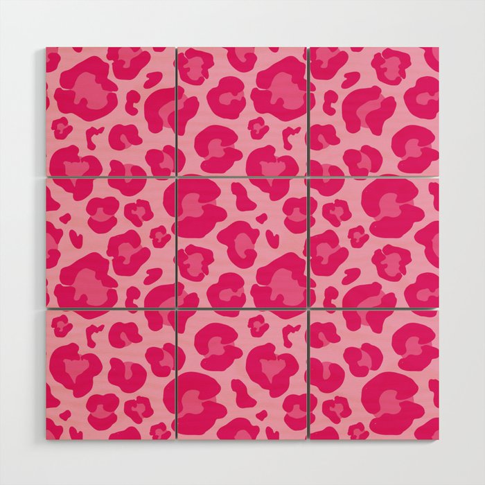 Pink Leopard Print Pattern Wallpaper - Preppy Aesthetic Wood Wall Art Gallery Image 1