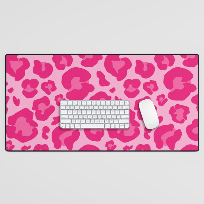 Pink Leopard Print Pattern Wallpaper - Preppy Aesthetic Desk Mat Gallery Image 1