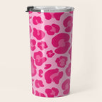 Pink Leopard Print Pattern Wallpaper - Preppy Aesthetic Travel Mug Gallery Image 3