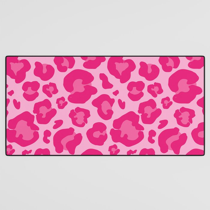 Pink Leopard Print Pattern Wallpaper - Preppy Aesthetic Desk Mat Gallery Image 3