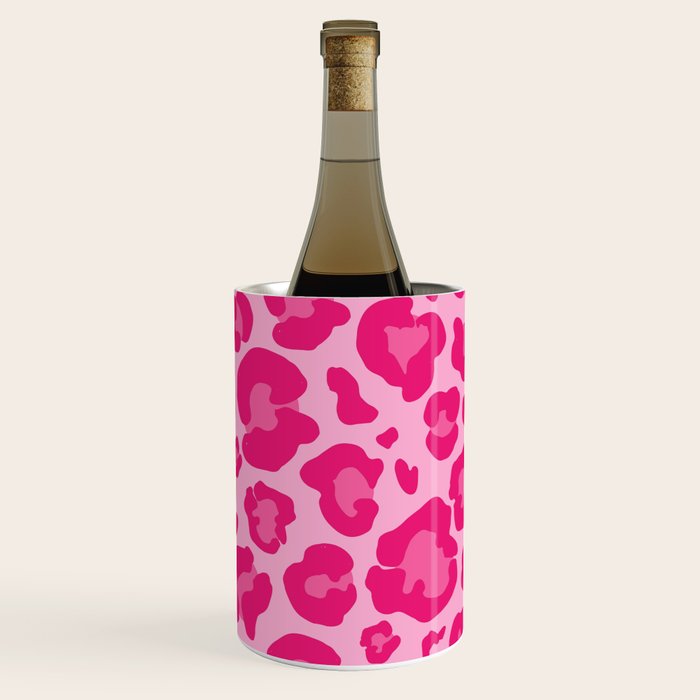 Pink Leopard Print Pattern Wallpaper - Preppy Aesthetic Wine Chiller Gallery Image 1