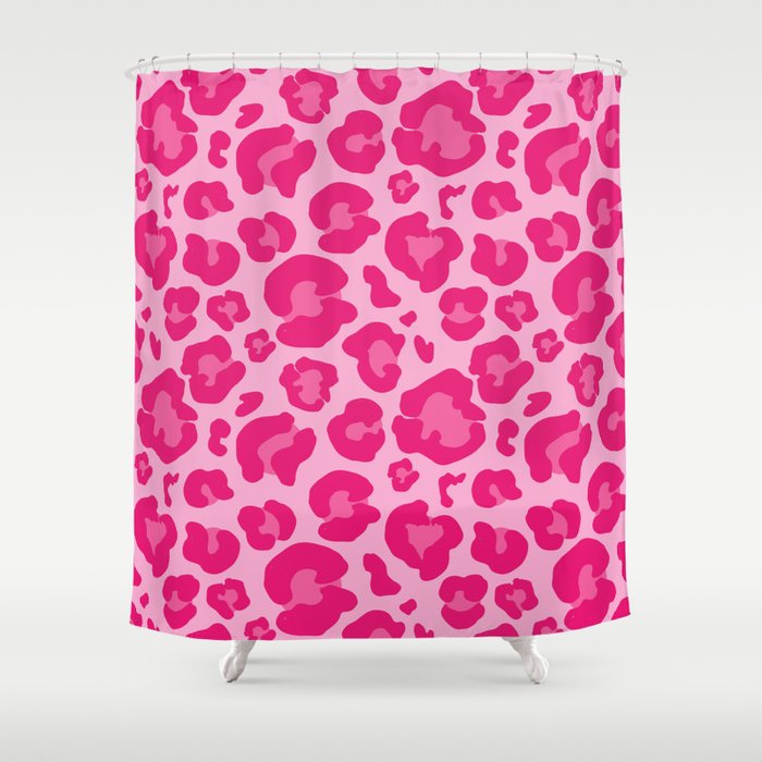 Pink Leopard Print Pattern Wallpaper - Preppy Aesthetic Shower Curtain Gallery Image 1