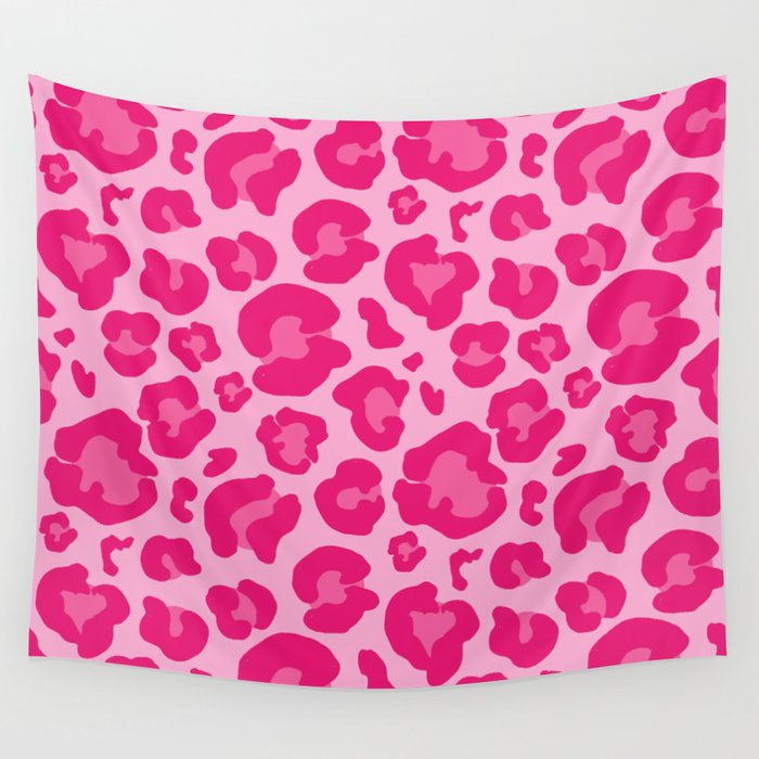 Pink Leopard Print Pattern Wallpaper - Preppy Aesthetic Wall Tapestry Gallery Image 1