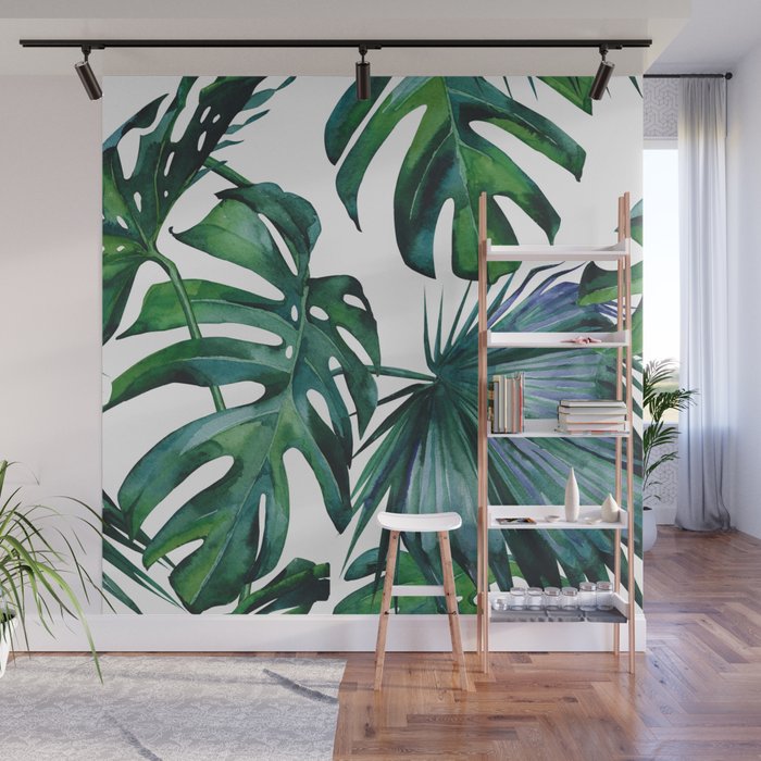 Tropical Palm Leaves Classic Wall Mural Gallery Image 1
