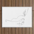 Dog and Owner Fist Bump Line Drawing Outdoor Rug Gallery Image 1