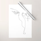 Dog and Owner Fist Bump Line Drawing Wrapping Paper Gallery Image 1