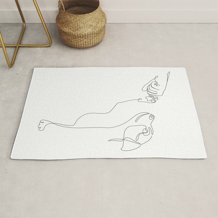 Dog and Owner Fist Bump Line Drawing Rug Gallery Image 1
