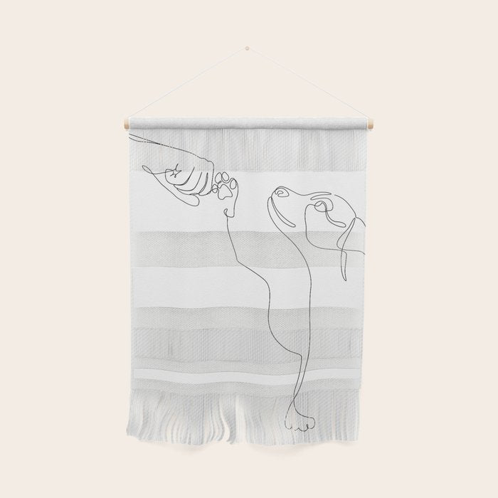 Dog and Owner Fist Bump Line Drawing Wall Hanging Gallery Image 1
