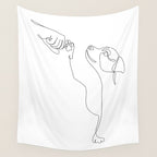 Dog and Owner Fist Bump Line Drawing Wall Tapestry Gallery Image 4