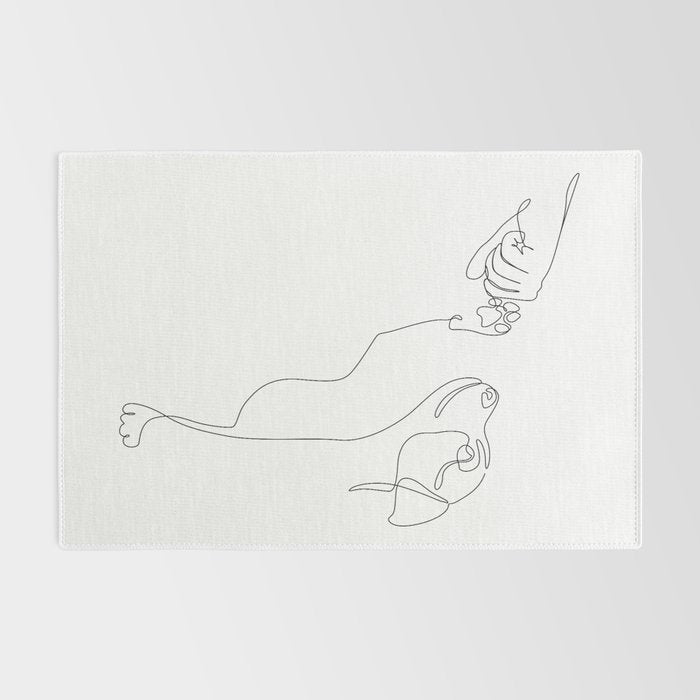 Dog and Owner Fist Bump Line Drawing Rug Gallery Image 2