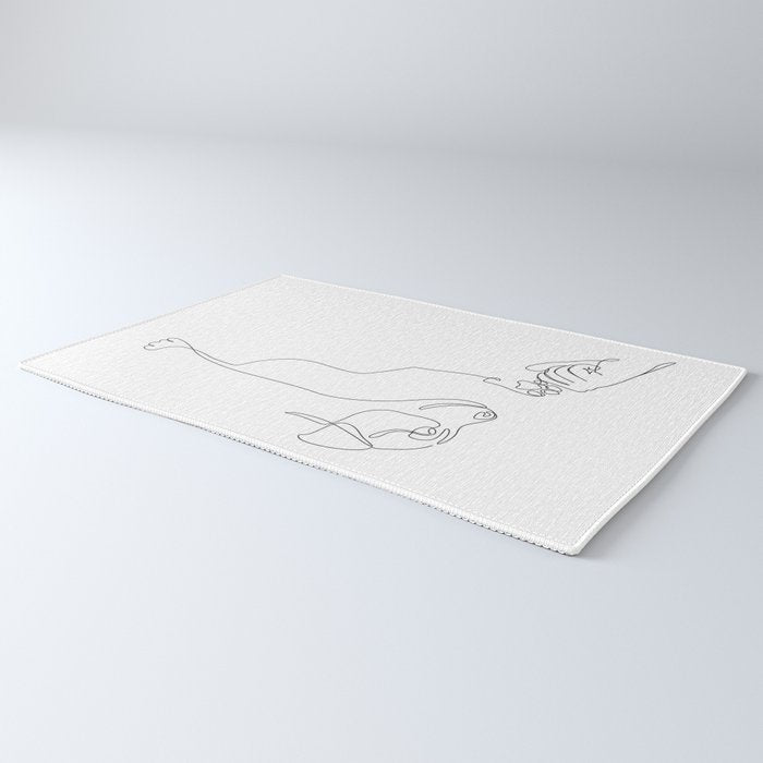 Dog and Owner Fist Bump Line Drawing Rug Gallery Image 3