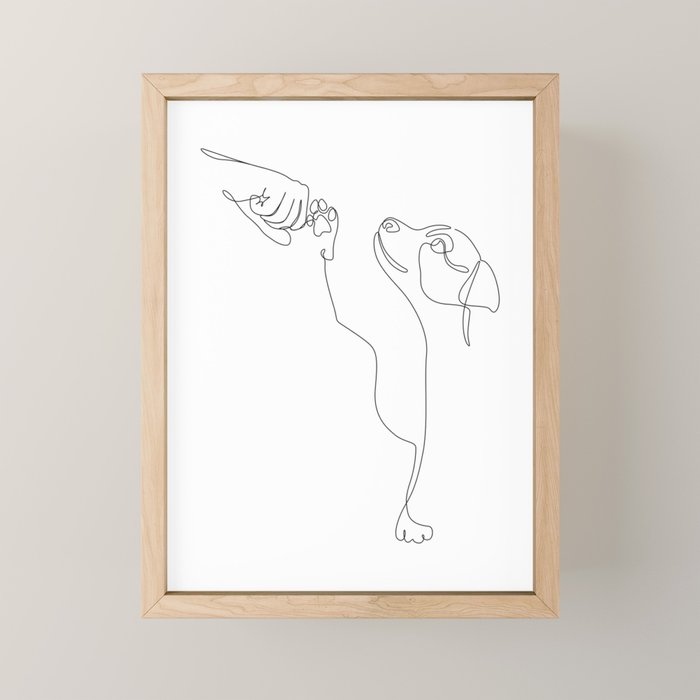 Dog and Owner Fist Bump Line Drawing Mini Art Print Gallery Image 1