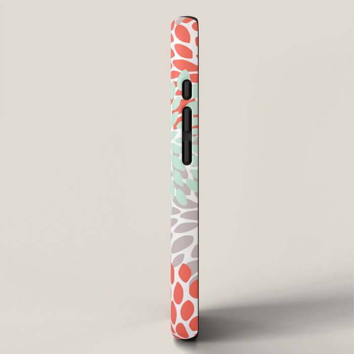 Floral Pattern, Orange, Teal, Mint Green, Flower Print iPhone Case Gallery Image 2