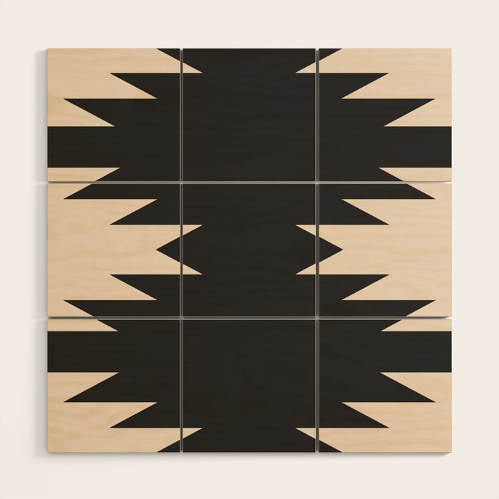 Geometric Southwestern Minimalism - Black and White Wood Wall Art Gallery Image 1