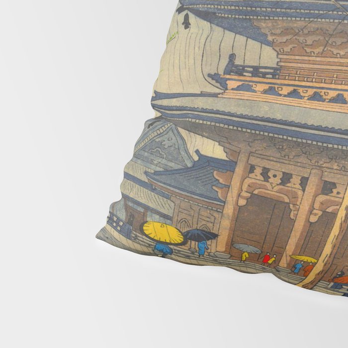 Rain in Higashi-Honganji Temple, Kyoto Asano Takeji Japanese Woodblock Print Pillow Sham Gallery Image 4