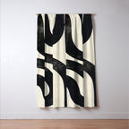 Abstract Minimalist Wavy Brushstrokes Black and White Print Window Curtain Gallery Image 3