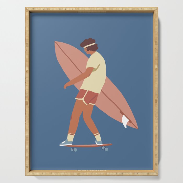 Surf poster Serving Tray Gallery Image 1