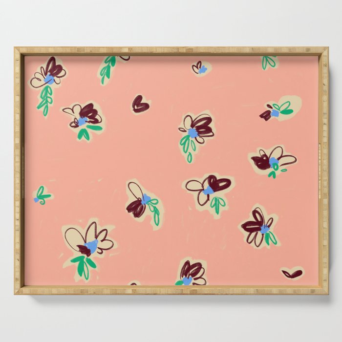 EASY ELEGANCE floral pattern Serving Tray Gallery Image 1