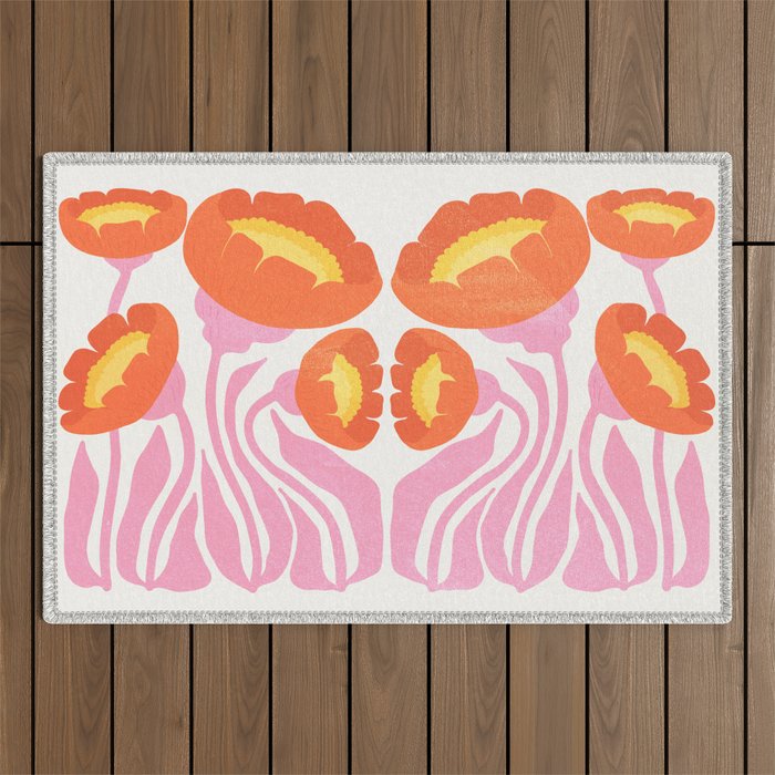 Coral Cosmos: Les Fleurs | Flower Market 05 | Spring Summer 23 Outdoor Rug Gallery Image 1