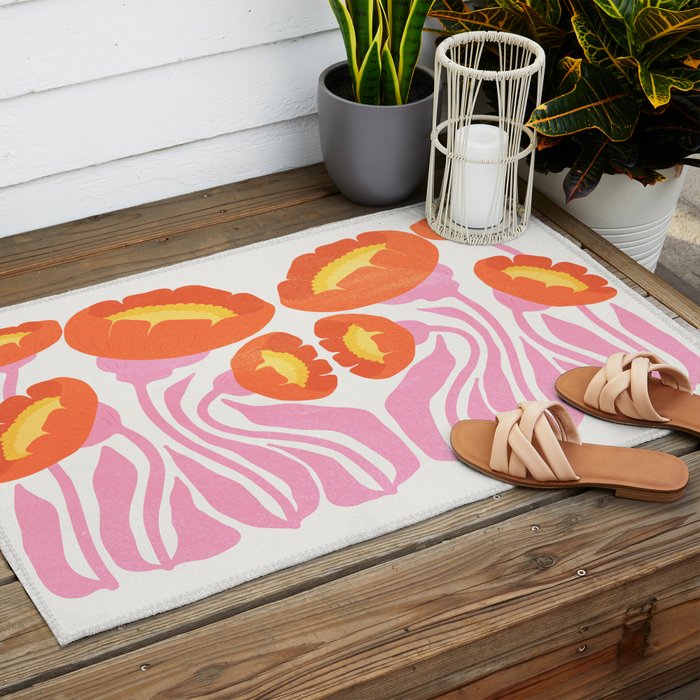 Coral Cosmos: Les Fleurs | Flower Market 05 | Spring Summer 23 Outdoor Rug Gallery Image 2
