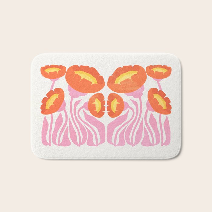Coral Cosmos: Les Fleurs | Flower Market 05 | Spring Summer 23 Bath Mat Gallery Image 1