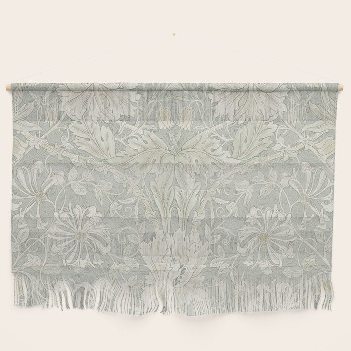 William Morris Honeysuckle & Tulip Pale Grey Blue Floral Wall Hanging Gallery Image 1