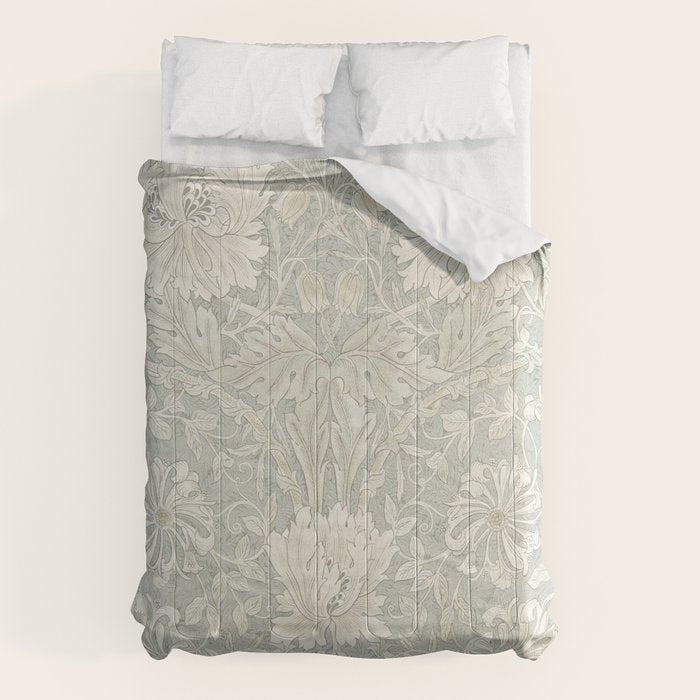 William Morris Honeysuckle & Tulip Pale Grey Blue Floral Comforter Gallery Image 6