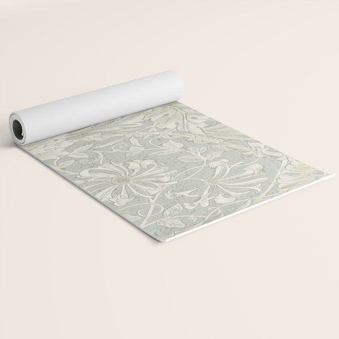 William Morris Honeysuckle & Tulip Pale Grey Blue Floral Yoga Mat Gallery Image 2
