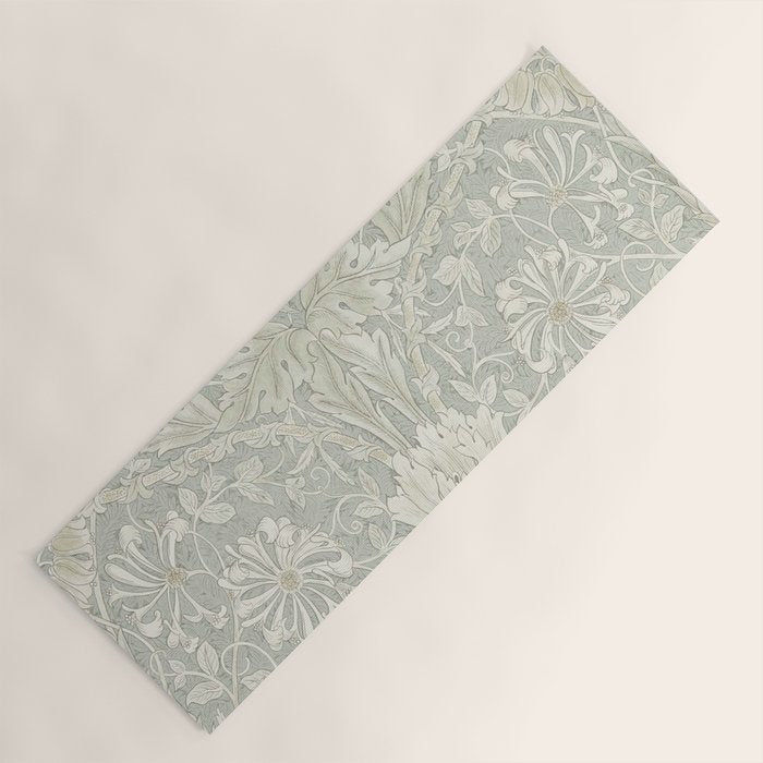 William Morris Honeysuckle & Tulip Pale Grey Blue Floral Yoga Mat Gallery Image 1