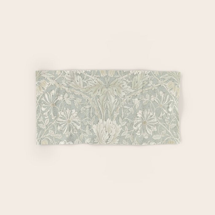 William Morris Honeysuckle & Tulip Pale Grey Blue Floral Bath Towel Gallery Image 1