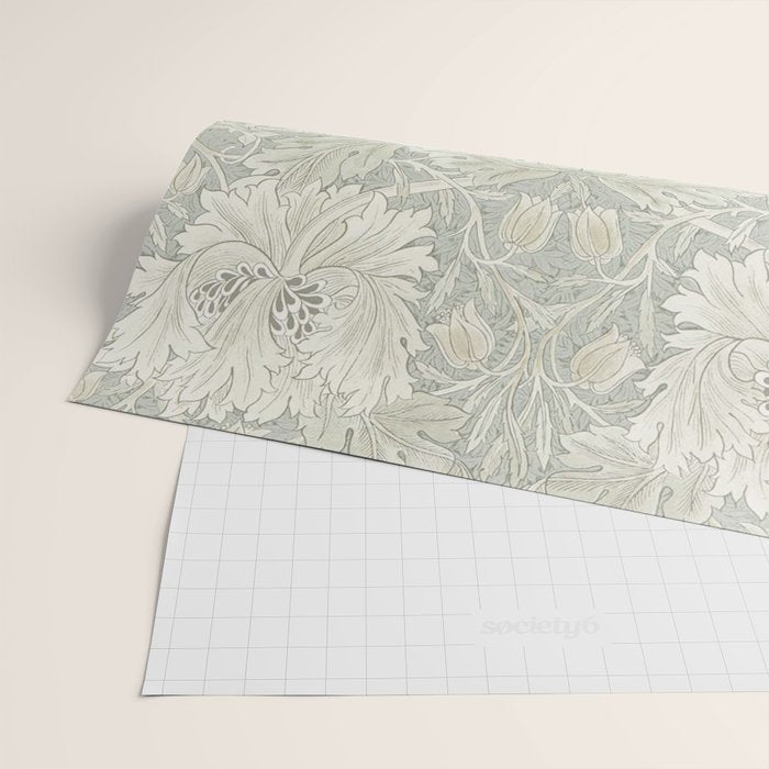 William Morris Honeysuckle & Tulip Pale Grey Blue Floral Wrapping Paper Gallery Image 2