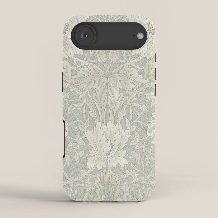 William Morris Honeysuckle & Tulip Pale Grey Blue Floral iPhone Case Gallery Image 2